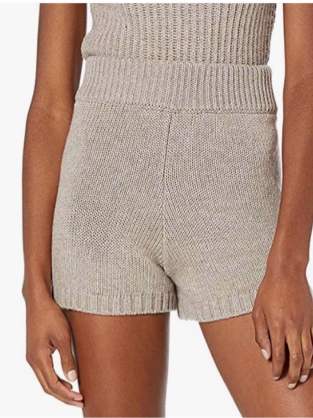 NWT The Drop Adrienne Pull-On Knit Shorts Heather Mushroom XL (Khaite Inspo) - Picture 3 of 3